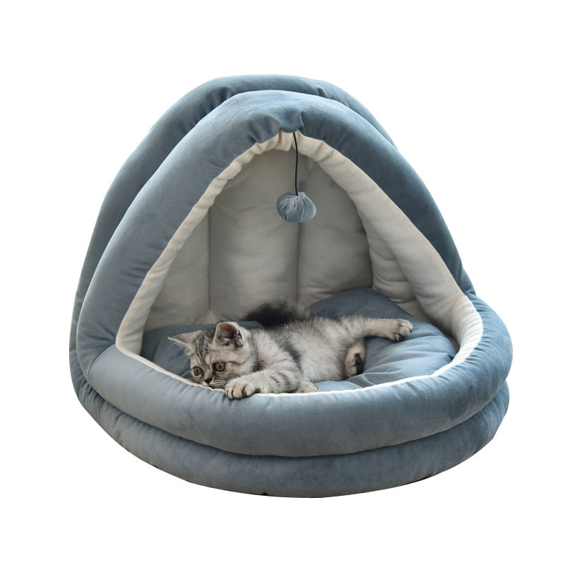 Soft Pet Cat Bed House with Hairball Removable Puppy Cushion Winter Warm Cat Nest Comfortable Pets Sleeping Kennel for Dogs Cats-0