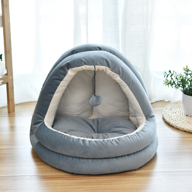 Soft Pet Cat Bed House with Hairball Removable Puppy Cushion Winter Warm Cat Nest Comfortable Pets Sleeping Kennel for Dogs Cats-1