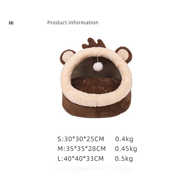 Pet Bed Dog House Winter Warm Sleeping Cage Soft Cozy Puppy Kennel for Dogs Cats Semi-Enclosed Monkey-shaped Cushion Pets Nest-3